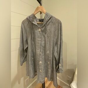 Jones New York Black and White Striped Utility Jacket